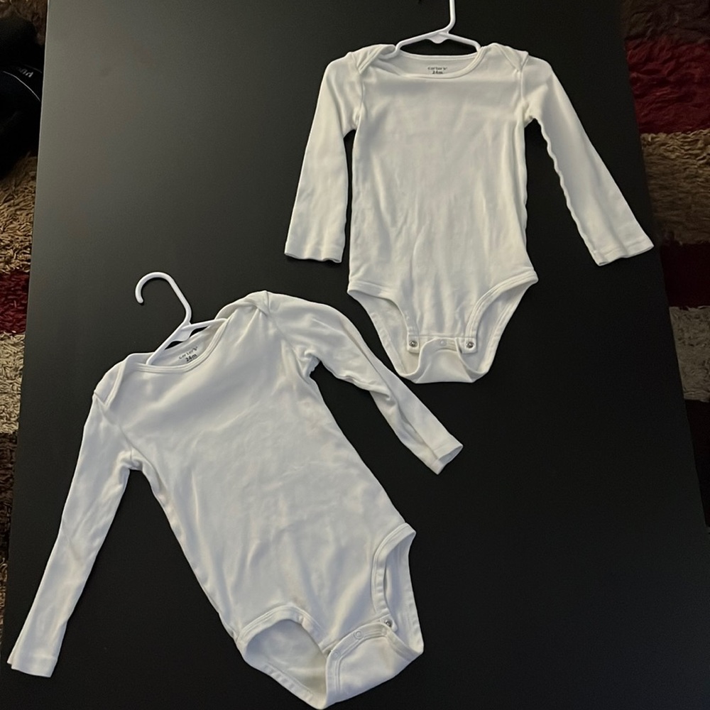 Long sleeve White (2) and Gray (1) Onsies